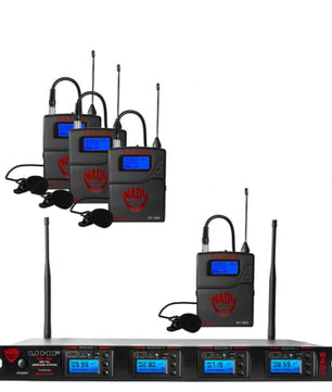 Nady 4W-1KU LT | Quad UHF Wireless Receiver System with Four Lavalier/Lapel Receivers