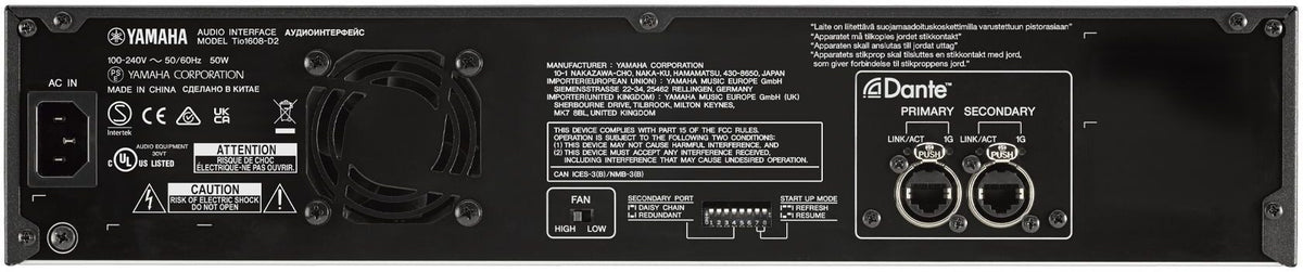 Yamaha TIO1608-D2 | 16x8 Dante Stage Box, 96 kHz | I/O for TF & CL Series with Remote Gain Control & D-PRE Preamps