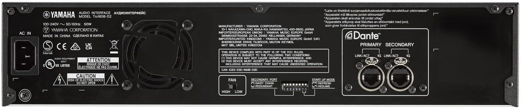 Yamaha TIO1608-D2 | 16x8 Dante Stage Box, 96 kHz | I/O for TF & CL Series with Remote Gain Control & D-PRE Preamps