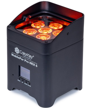 ColorKey MobilePar Pro Hex 6 4-Pack | Wireless Battery Uplights with Case | RGBAW-UV 6x12W LEDs