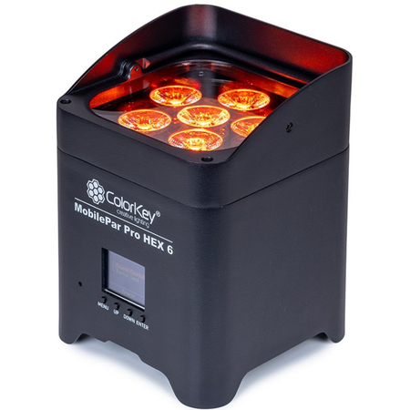 ColorKey MobilePar Pro Hex 6 4-Pack | Wireless Battery Uplights with Case | RGBAW-UV 6x12W LEDs