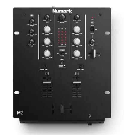 Numark M2 | 2-Channel Scratch Mixer with 3-Band EQ | Phono/Line Switchable Inputs & Crossfader Controls