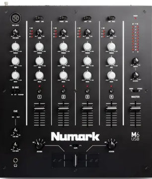 Numark M6 USB | 4-Channel DJ Mixer with USB Interface | Balanced Outputs & Mic Inputs