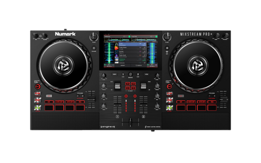 Numark Mixstream Pro+ | Streaming DJ Controller with Wi-Fi | Built-In Speakers & Smart Lighting Control