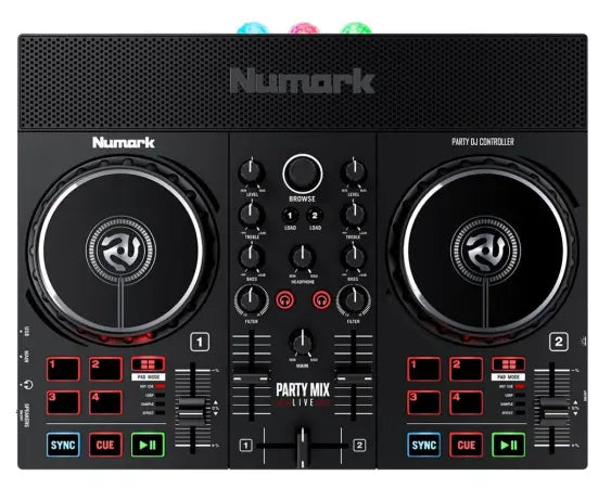 Numark Party Mix Live | DJ Controller with Built-In Speakers | LED Light Show & Streaming Support