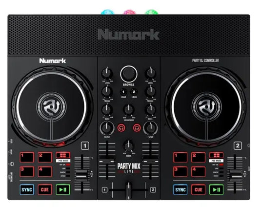 Numark Party Mix Live | DJ Controller with Built-In Speakers | LED Light Show & Streaming Support