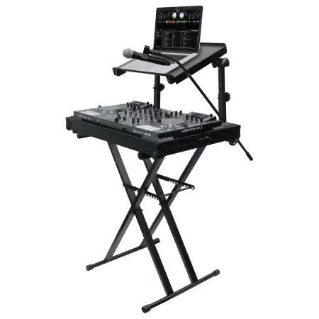 Odyssey LTBXS2MTCP | Black Two Tier X-Stand with Mic Boom and Top Shel