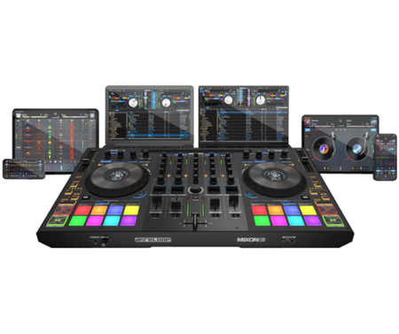 Reloop Mixon 8 Pro | 4-Deck Hybrid DJ Controller | Dual USB, Jog Displays & Standalone Mixer