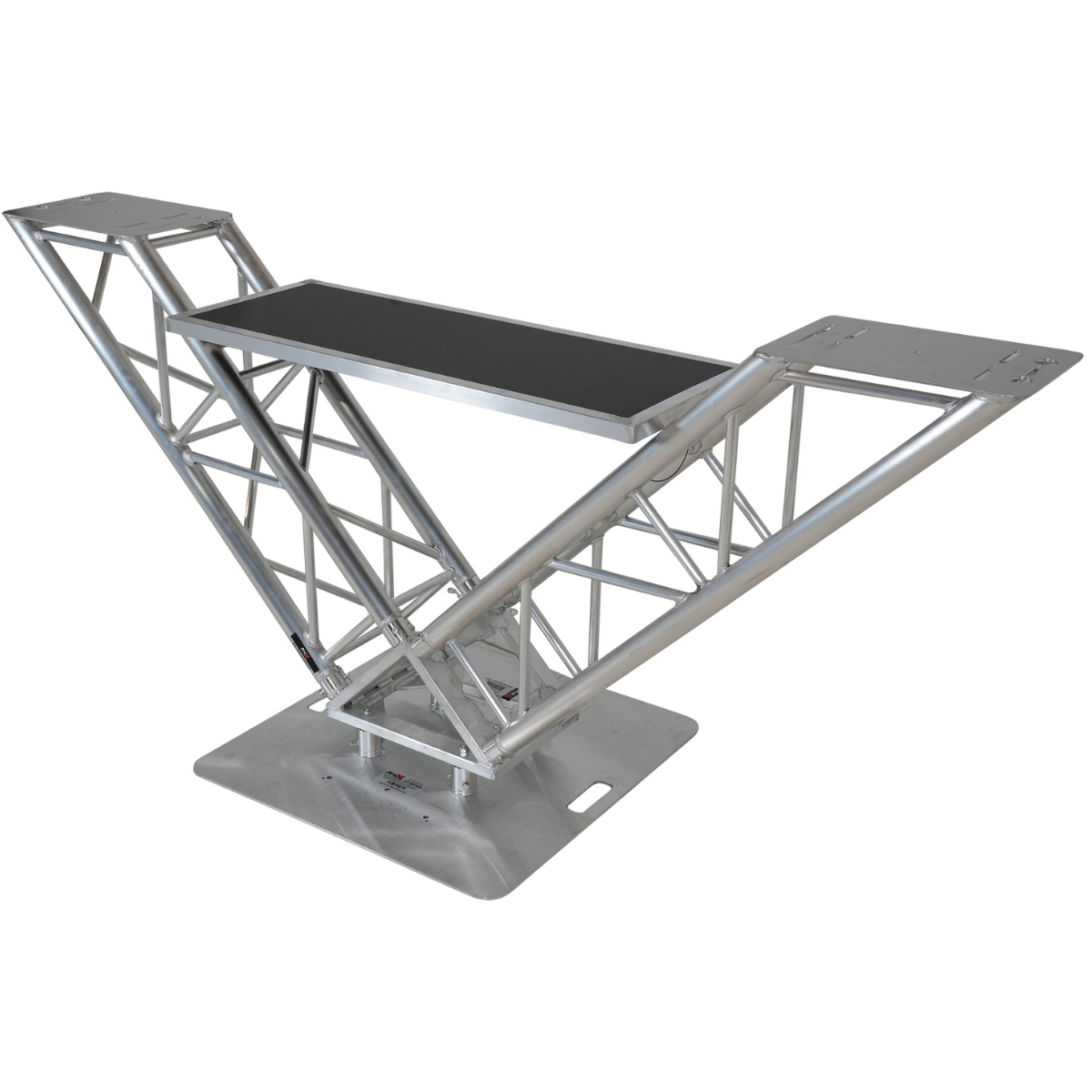 ProX XT-VERRAZANO30 | V-Shape Aluminum Truss DJ Table | Elevated Shelves with 30in Base Plate