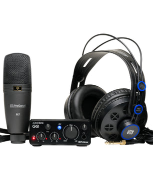 PreSonus AudioBox GO Creator Bundle | 2x2 USB-C Recording Kit | Interface, M7 Mic, and HD7 Headphones