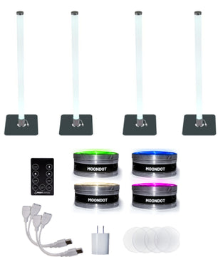 Prost Lighting MoonTube Set of 4 | RGBW Mini Pars w/ Tube Columns | 360 Degree Glow Kit w/ Remote