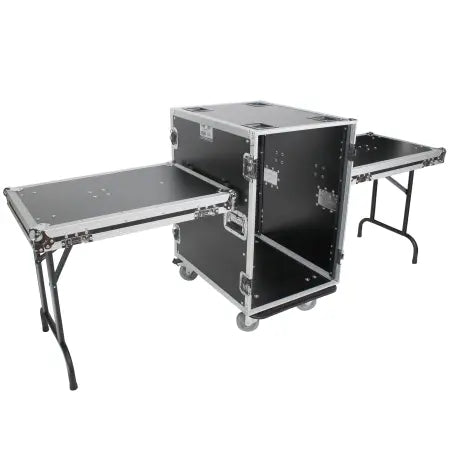 ProX T-16RSS24WDST | 16U ATA Rack Flight Case with Side Tables | 24" Deep with Casters
