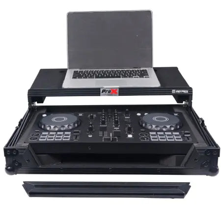 ProX X-DDJFLX4 LTBL LED | Black Label Flight Case with Laptop Shelf & Built-In LED Lighting for DDJ-FLX4 / SB3 / 400