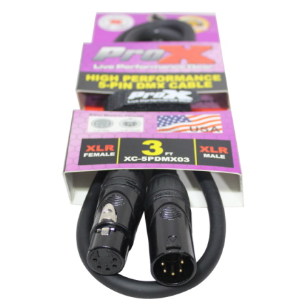 ProX XC-5PDMX03 | 3' DMX XLR5-M to XLR5-F High Performance Cable