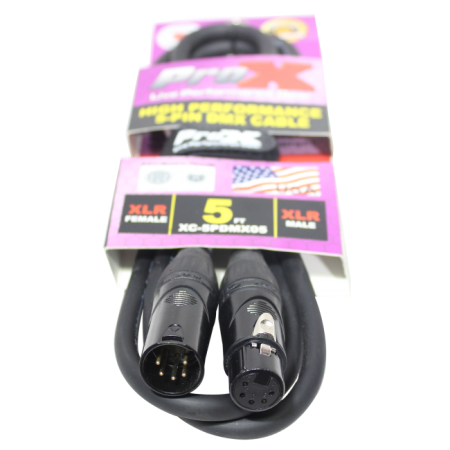 ProX XC-5PDMX05 | 5' DMX XLR5-M to XLR5-F High Performance Data Cable