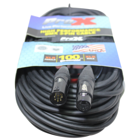 ProX XC-5PDMX100 | 100' DMX XLR5-M to XLR5-F High Performance Cable