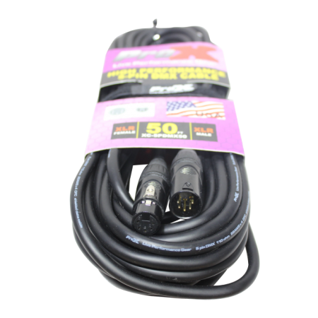 ProX XC-5PDMX50 | 50' DMX XLR5-M to XLR5-F High Performance Cable