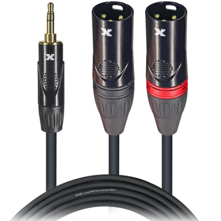 ProX XC-CMXM5 | 5ft 1/8in to Dual XLR Male Cable