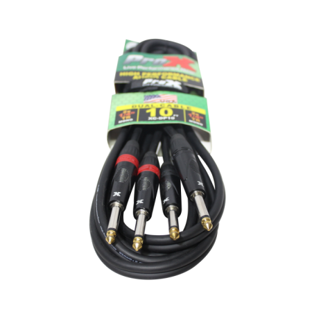 ProX XC-DP10 | 10' Unbalanced Dual 1/4" TS-M to Dual 1/4" TS-M High Performance Cable