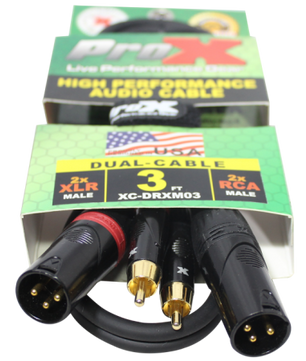 ProX XC-DRXM03 | 3' Dual RCA-M to Dual XRL3-M