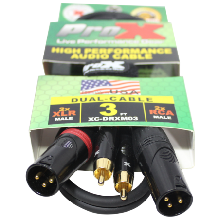 ProX XC-DRXM03 | 3' Dual RCA-M to Dual XRL3-M