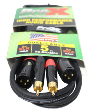 ProX XC-DRXM05 | 5' Dual RCA-M to Dual XRL3-M