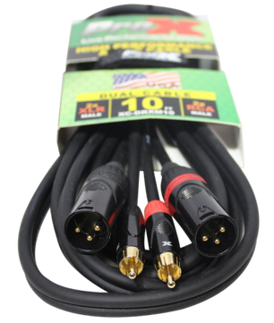 ProX XC-DRXM10 | 10' Dual RCA-M to Dual XLR3-M