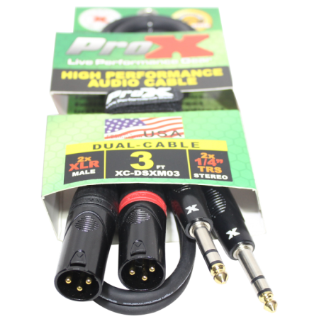 ProX XC-DSXM03 | 3' 1/4" TRS-M to Dual XLR3-M