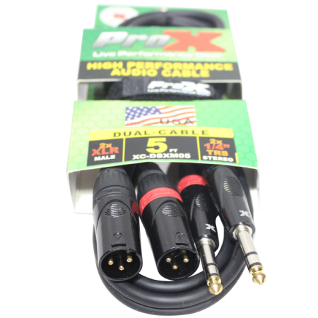 ProX XC-DSXM05 | 5' 1/4" TRS-M to Dual XLR3-M