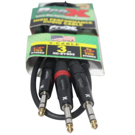 ProX XC-SYS03 | 3' 1/4" TRS-M to Dual 1/4" TRS-M Cable