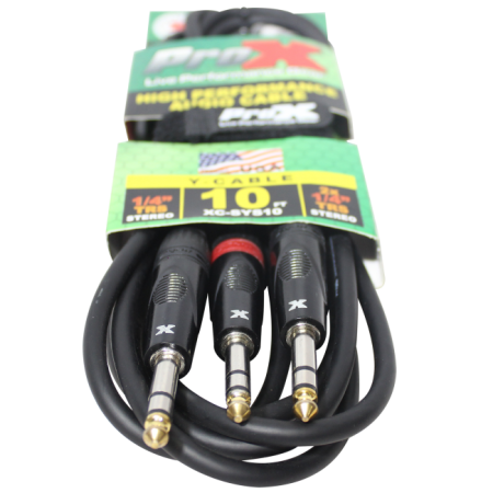 ProX XC-SYS10 | 10' 1/4" TRS-M to Dual 1/4" TRS-M Cable