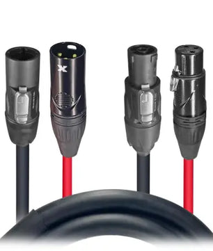 ProX XC-TR112-DMX10 | 10ft Dual Powerkon to Dual DMX 3-PIN Combo Link Jumper Cable