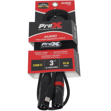 ProX XC-USBC2XM03 | 3ft USB-C to Dual XLR-M | Audio Output Cable for Mixers