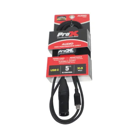 ProX XC-USBCXM05 | 5ft USB-C to XLR Male Cable | 16-Bit DAC for Laptop & Smartphone to Mixer