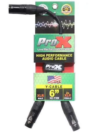ProX XC-YXM | 6in XLR-M to Dual XLR-F Cable