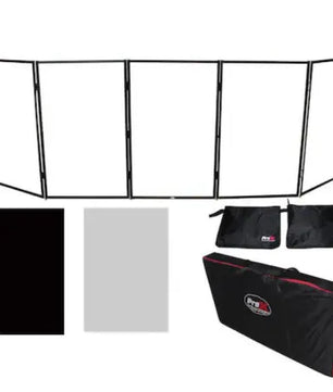 ProX XF-5X3048B | 5-Panel DJ Facade with Black Frame | Includes White & Black Scrims and Carry Bags