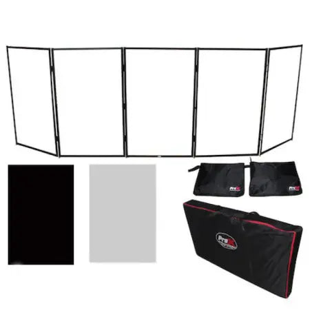 ProX XF-5X3048B | 5-Panel DJ Facade with Black Frame | Includes White & Black Scrims and Carry Bags