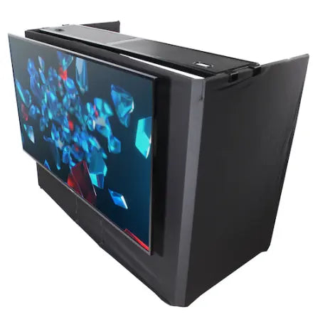 ProX XF-MESA MEDIA MK2 | DJ Facade Table with TV Mount | Includes Black & White Scrims and Carry Bags
