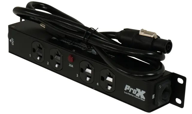ProX XPWEDX4MAYA | 4 Outlet 20A Power Distribution Box | True1 IN/OUT Pass-Through Design
