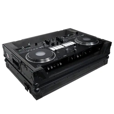 ProX XS-DDJREV7WBL | Flight Case for Pioneer DDJ-REV7 with 1U Rack | Black Finish with Wheels