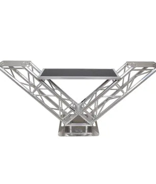 ProX XT-VERRAZANO24 | V-Shape DJ Truss Table with Dual Shelves | 24in Base Plate for Stability