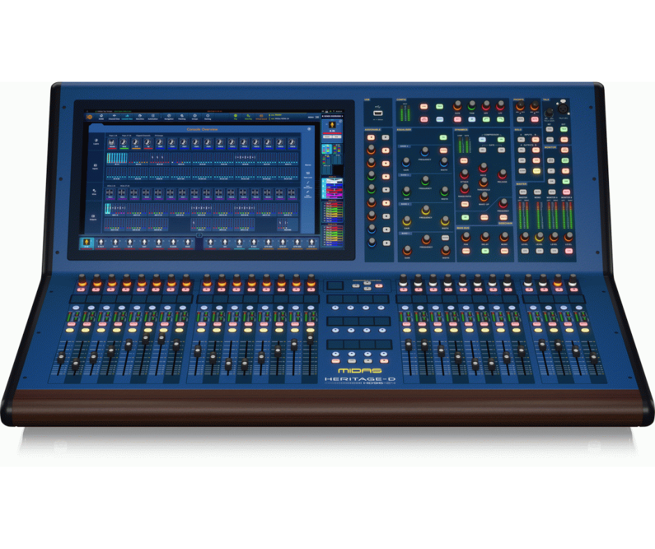 Midas MDS-HD96-24-CC-TP | Heritage-D Console with Touring Flight Case | AI Mixing & Graviton Mk2 Engine