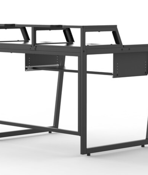 Wavebone Star Rover Studio Desk Black | Two-Tier Studio Workstation | 6U Rack Space for 49 to 61 Key Keyboards