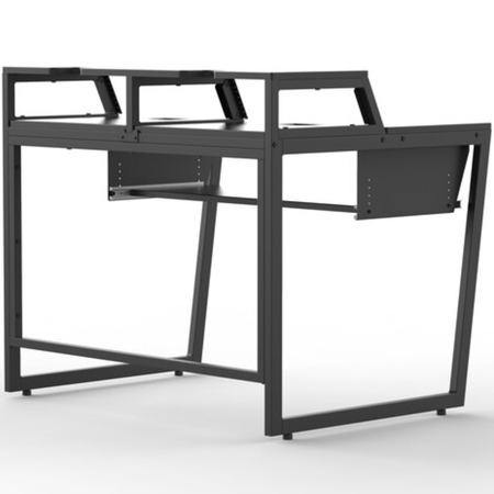 Wavebone Star Rover Studio Desk Black | Two-Tier Studio Workstation | 6U Rack Space for 49 to 61 Key Keyboards