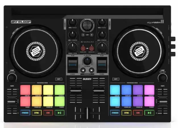 Reloop Buddy | Compact DJ Controller for djay Pro | Neural Mix™ & FX Paddles with USB Audio Interface