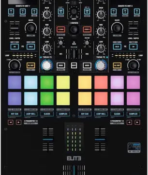 Reloop ELITE | DVS Mixer with Dual USB & OLED Displays | 24-Bit Audio Interface for Serato DJ Pro
