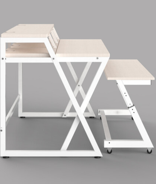 Wavebone Headquarter | Light Wood Studio Workstation Desk | 9U Rack Space with Z Shaped Keyboard Stand