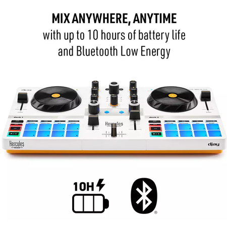 Hercules DJControl Mix Ultra | Wireless DJ Controller for iOS & Android | Built-In Battery & Bluetooth LE