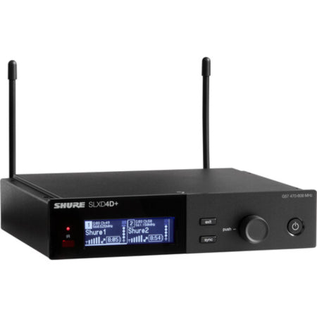 Shure SLXD4DPLUS--G57 | Dual-Channel Digital Receiver | 470-608 MHz Wideband RF
