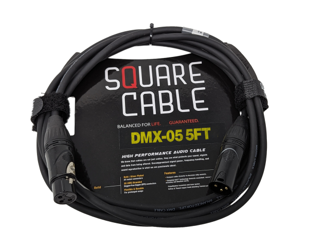 SquareCable DMX-05 | 5ft DMX Cable (3-Pin)